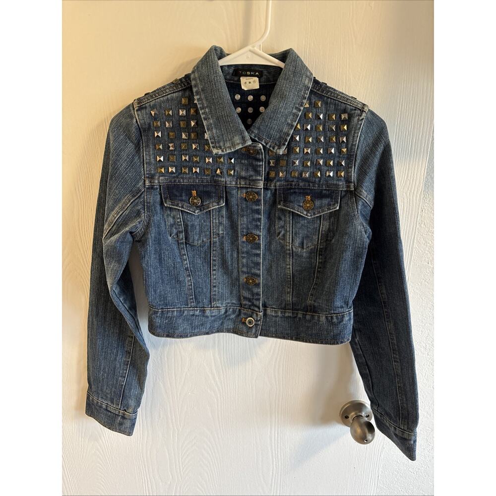 Toska - Studded Cropped Denim Cotton Jacket - Size Small